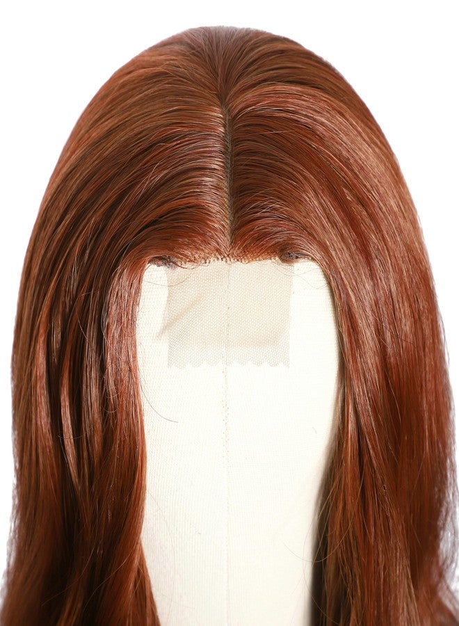 FUTAI Long Wavy Wig 30 Inch Auburn HD Front Lace Body Curly Synthetic Hair Wigs for Women Professional Female Diverse Styles Daily Party Cosplay - Image 4